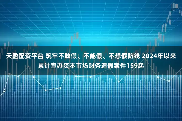 天盈配资平台 筑牢不敢假、不能假、不想假防线 2024年以来累计查办资本市场财务造假案件159起